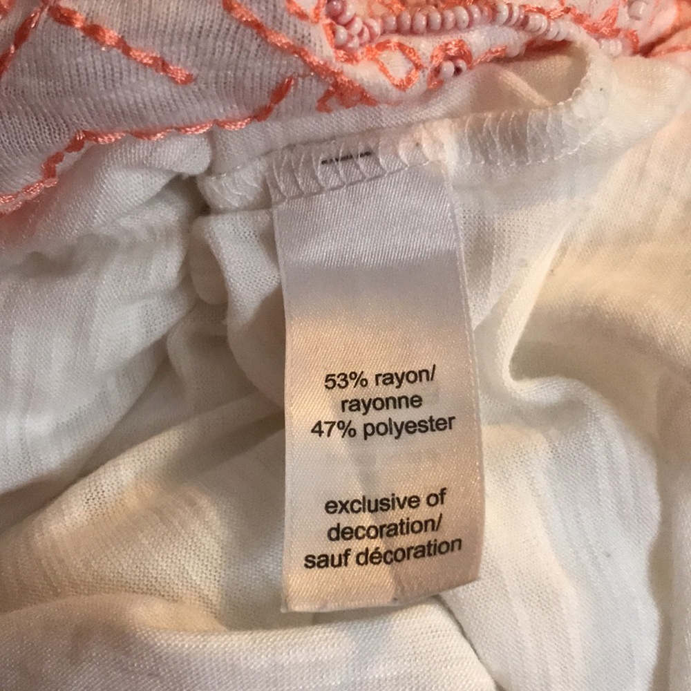 Maurices Bead & Embroidery Embellished, Tasseled Tie, Short Sleeve White Top - Picture 8 of 11